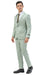 Stretch Fabric 4 Way Slim Fitted Mens Suit in Color Sage Peak Lapel One Button Vested 3 Piece