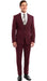 Stretch Fabric 4 Way Slim Fitted Mens Suit in Color Burgundy Peak Lapel One Button Vested 3 Piece