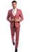 Stretch Fabric 4 Way Slim Fitted Mens Suit in Color Coral Peak Lapel One Button Vested 3 Piece