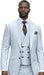 Mens Wool Suit - Ticket Pocket Big Lapel Single button Double breasted Vest By Statement in Color Aqua