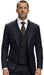 Mens Wool Suit - Ticket Pocket Big Lapel Single button Double breasted Vest By Statement in Color Black