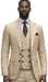 Mens Wool Suit - Ticket Pocket Big Lapel Single button Double breasted Vest By Statement in Color Caramel