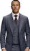 Mens Wool Suit - Ticket Pocket Big Lapel Single button Double breasted Vest By Statement in Color Charcoal