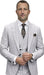 Mens Wool Suit - Ticket Pocket Big Lapel Single button Double breasted Vest By Statement in Color Grey