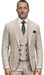 Mens Wool Suit - Ticket Pocket Big Lapel Single button Double breasted Vest By Statement in Color Tan