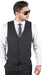 Men's Matching Vest + Pleated Or Flat Front Pants Slacks Black