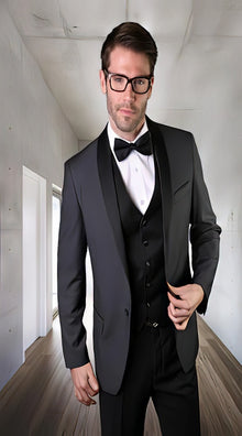 Prom ~ Wedding 1920s Tuxedos Colored Suit With Black Vest And Black Suit 3 Pieces