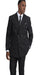 Men's Double Breasted Black Button Closure Poly ~ Rayon Peak Lapel Vested Suit