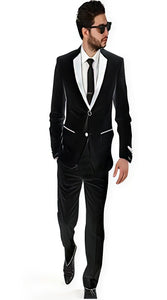 2BW2 Black With White Lapel Tuxedo Vested 3 Pieces Vested Suit Side Vented Suit Side Vented