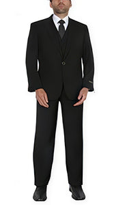 Men's Stylish Black 1 button suits vest peak lapel suits pleated pants