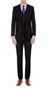 Men's  2 Button Black Slim Fit 3 Piece Suits