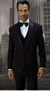 Men's  Black Shawl Lapel Burgundy ~ Wine ~ Vested tuxedo Maroon Suit  Burgundy Suit Burgundy Tuxedo