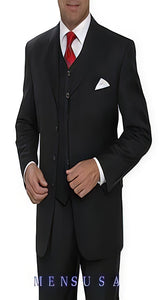 High Fashion  Black Available in 3 Button Style Jacket Vested 3 Piece three piece suit