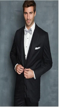 Men's 2 Button Vest Black  Suit