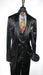 Men's Black  2 Button Velvet Fabric 3 Piece Vested Side Vent Suit with Pleated  Pants