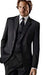 Men's Groomsman Trimmed  Classic Fit Black Tuxedo Vested Suit