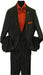 Men's Peak Lapel Striped Two Button  Vested Suit Black