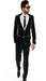 Men 3 Piece Slim Fit Double Vested  Black Suit