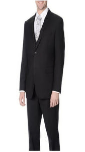 Men'S 100-Percent Polyester Slim Fit Black Vested Business Suits