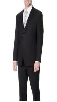 Men'S 100-Percent Polyester Slim Fit Black Vested Business Suits