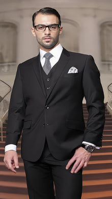 Side Vented Online special Discounted Sale Pleated Pants Vested Suits 3 Piece Regular Fit Black,Ash