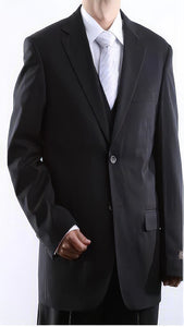 Men's 2 Button Black Tonal 3 Pieces Vested Dress Shadow Stripe Pinstripe tone on tone suit