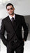 Men's Classic 3 Piece  Extra Fine Fabric 2 Button Black Tone on Tone Suit - Shadow Stripe - Seersucker Fabric Summer Fabric Cotton Fabric - Black on Black Stripe