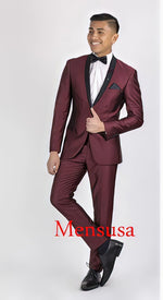 Men'S Burgundy ~ Wine ~ Maroon Slim Fit Tuxedo Burgundy Suit Burgundy Tuxedo