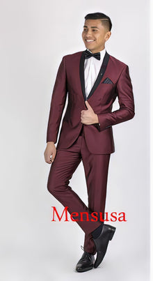 Men'S Burgundy ~ Wine ~ Maroon Slim Fit Tuxedo Burgundy Suit Burgundy Tuxedo