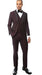 Men'S Burgundy 5 Button V-Neck Vest Peak Lapel Jacket Burgundy Suit Burgundy Tuxedo