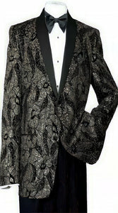 Men'S Black/Gold Polyester Slim Fit Blazer