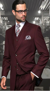 Mens Suits Regular Fit - Wool Suit - Pleated Pants - Burgundy Suit