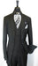 Vinci Men's Black On Black Shadow Stripe Style Two Buttons  Vested Suit