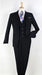 Men's Black 3 Piece 100% Wool Executive Suit Narrow Leg Pants