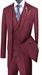 Burgundy Square Plaid Men's Suit 3 Piece Burgundy Suit