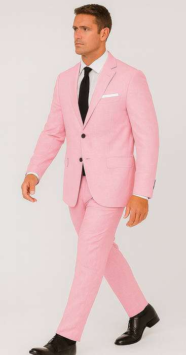 Pink Big and Tall Linen Suit