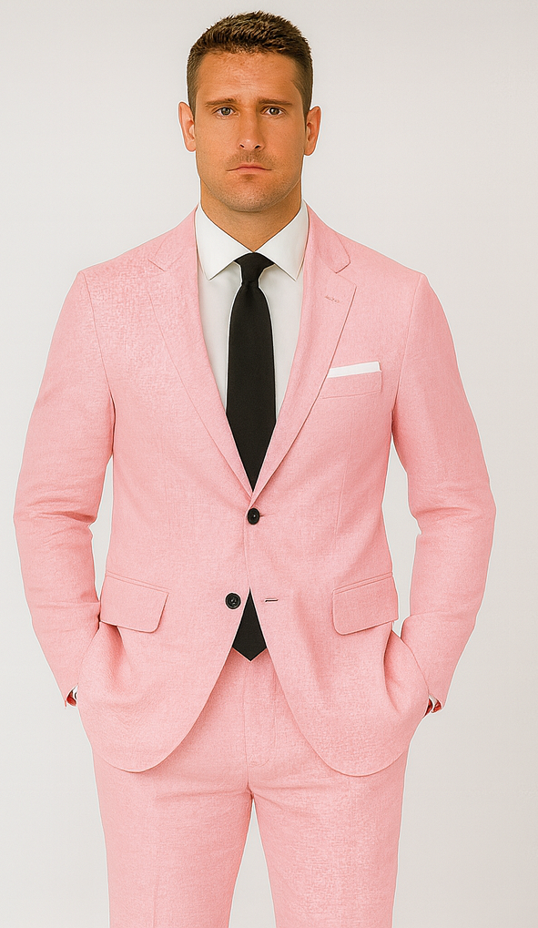 Pink Big and Tall Linen Suit