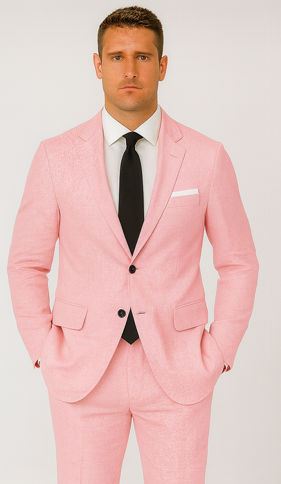 Pink Big and Tall Linen Suit