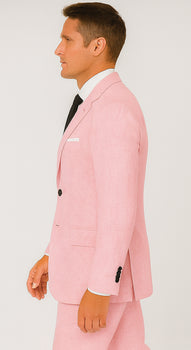 Pink Big and Tall Linen Suit
