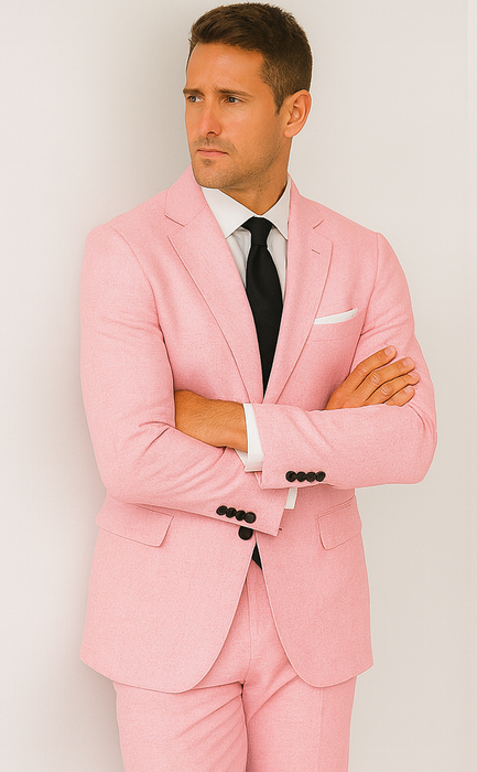 Pink Big and Tall Linen Suit