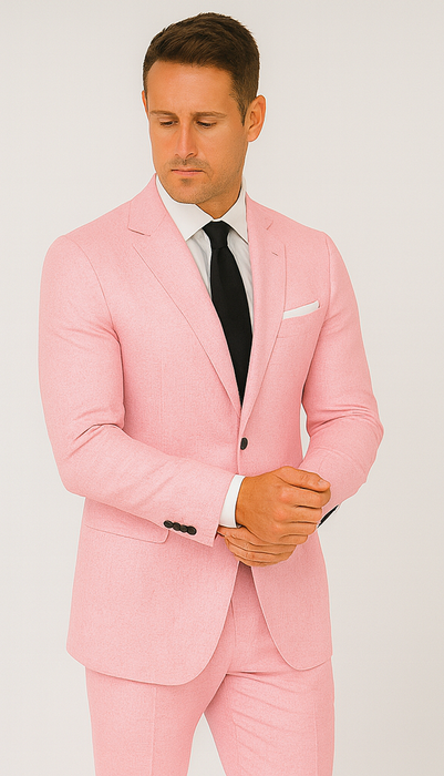 Pink Big and Tall Linen Suit