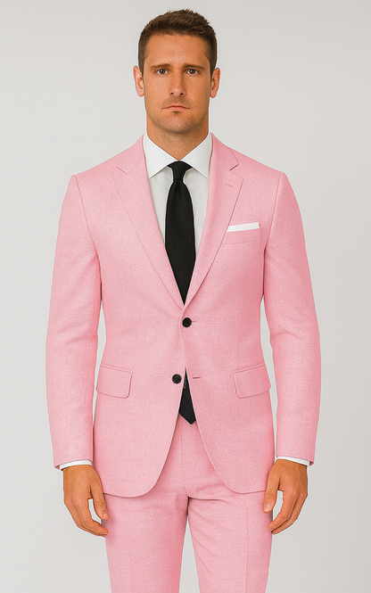 Pink Big and Tall Linen Suit