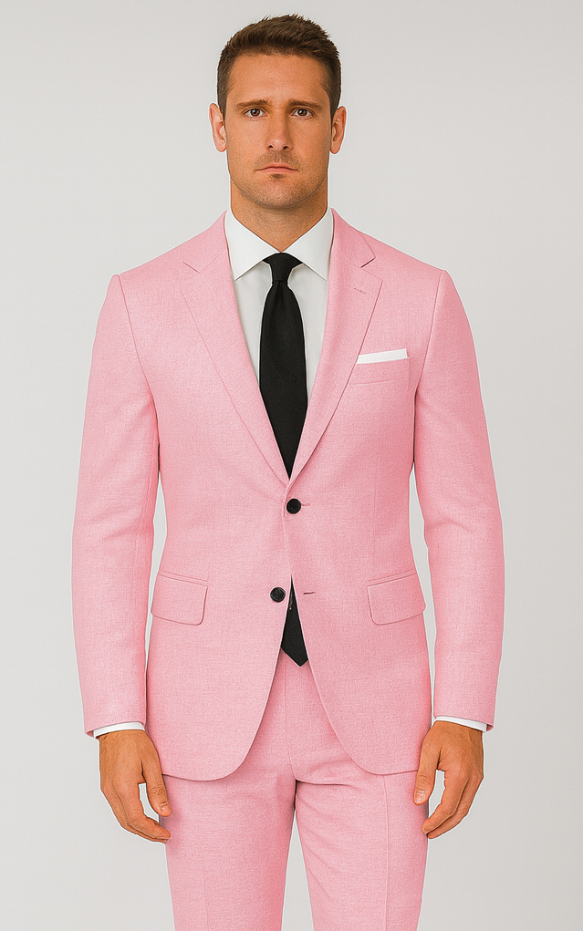Pink Big and Tall Linen Suit