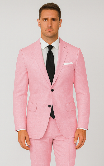 Pink Big and Tall Linen Suit
