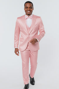 Mens Modern Fit Shiny Sharkskin Suit in Purple