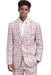 Mens Pink Plaid Windowpane Suit – Slim Fit Fashion Suit