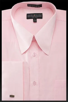 Mens French Cuff Dress Shirt - Pat Riley Collar Pink