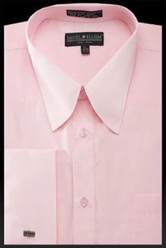 Mens French Cuff Dress Shirt - Pat Riley Collar Pink