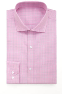 Designer Brand Pocket Button Down Checkered Paisley Regular Fit Pink Men'S Dress Shirt