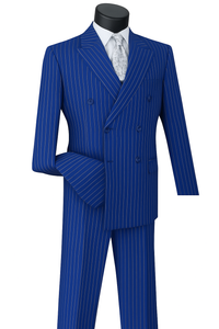 Men's royal blue gangster pinstripe suit double breasted 1920s style